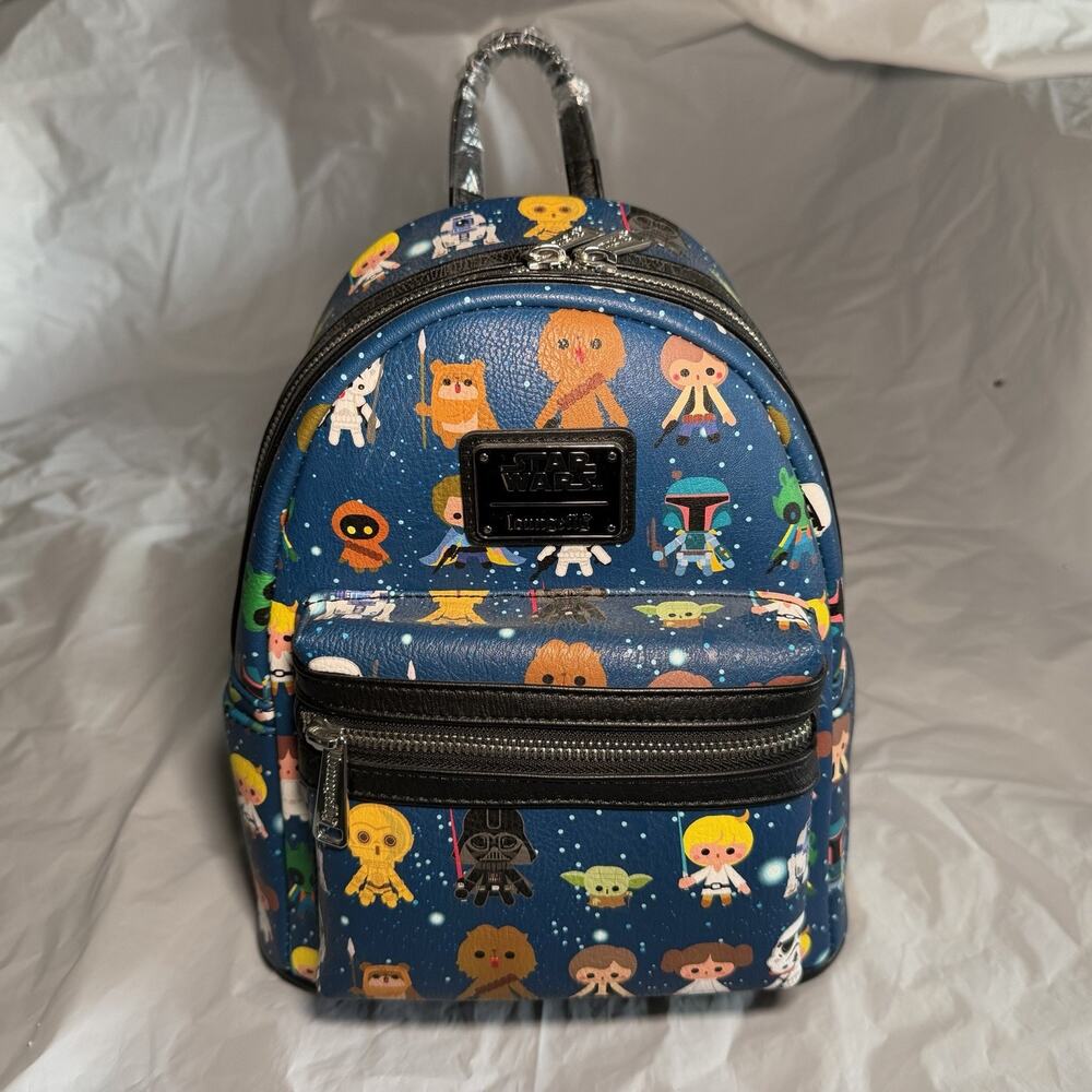 Disney Parks Star Wars Chibi Characters Loungefly Mini Backpack